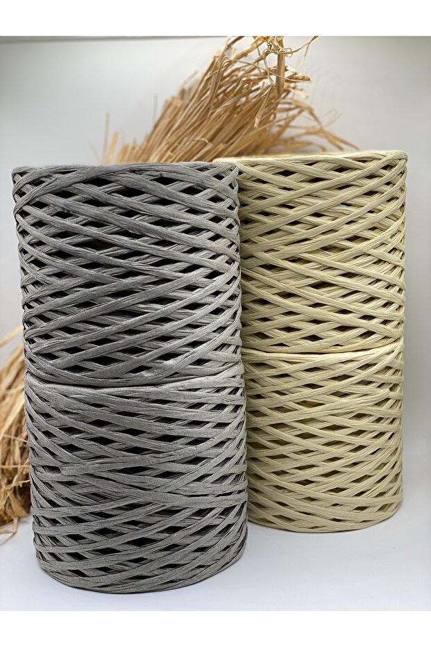 4 قطع من خيوط الرافيا (800 جرام) خيوط ورقية لصنع الحقائب، خيوط للقبعات، خيوط للنعال، خيوط طبيعية من الرافيا - 2