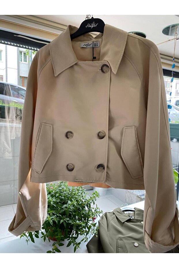 Kısa Trençkot Ceket - 1