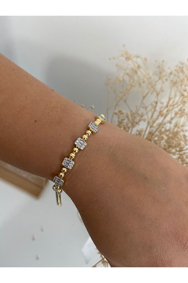 Baguette Detailed Steel Bracelet