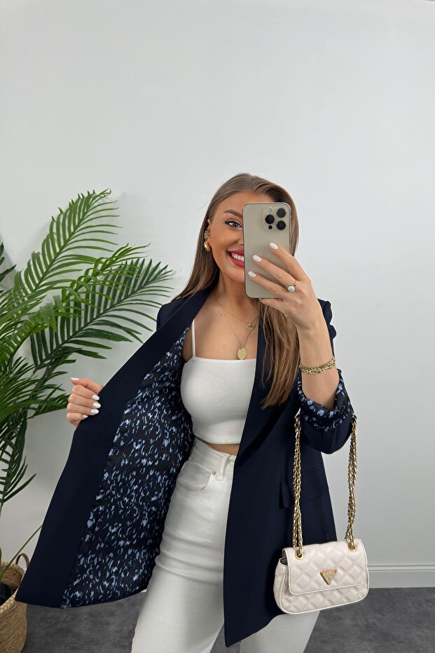 سترة بليزر مبطنة بنقشة الفهد للسيدات - 2