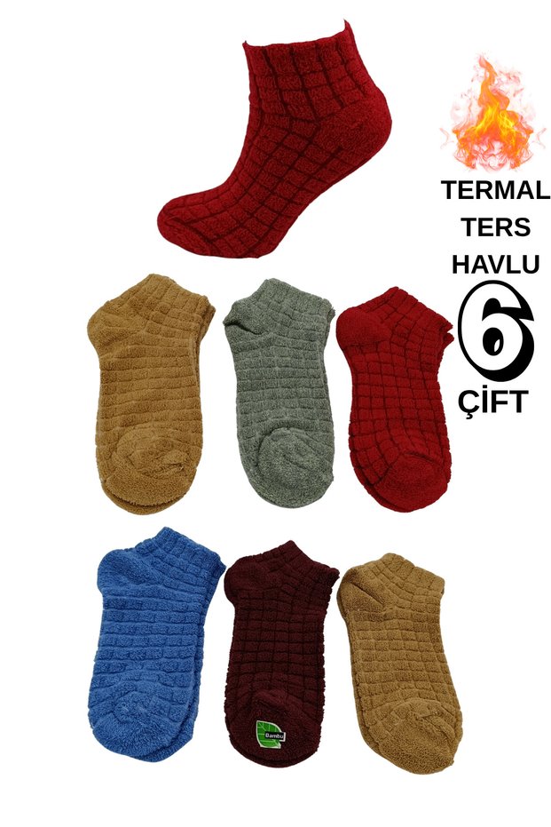 6 Pairs of Bamboo Thermal Booties Socks – Thick Towel for Winter