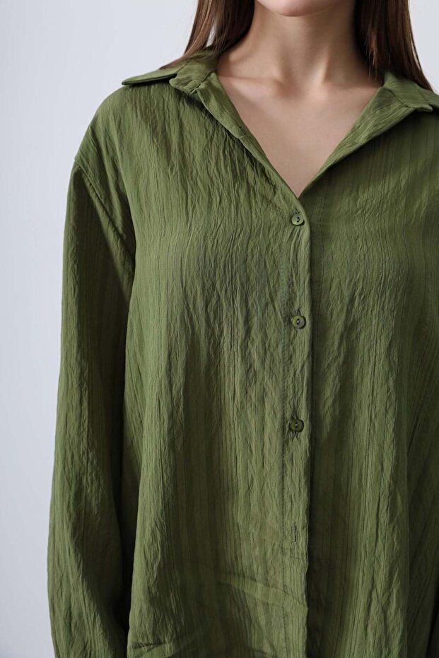 Çizgili İnce Gömlek - 4