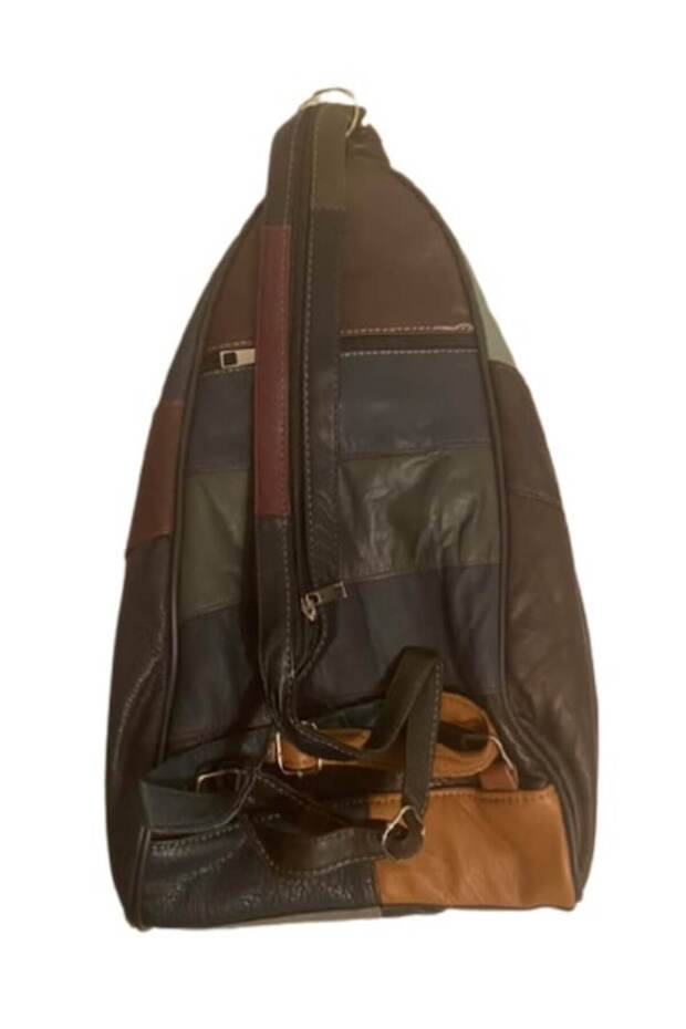 Large Multicolor Leather Backpack - 2