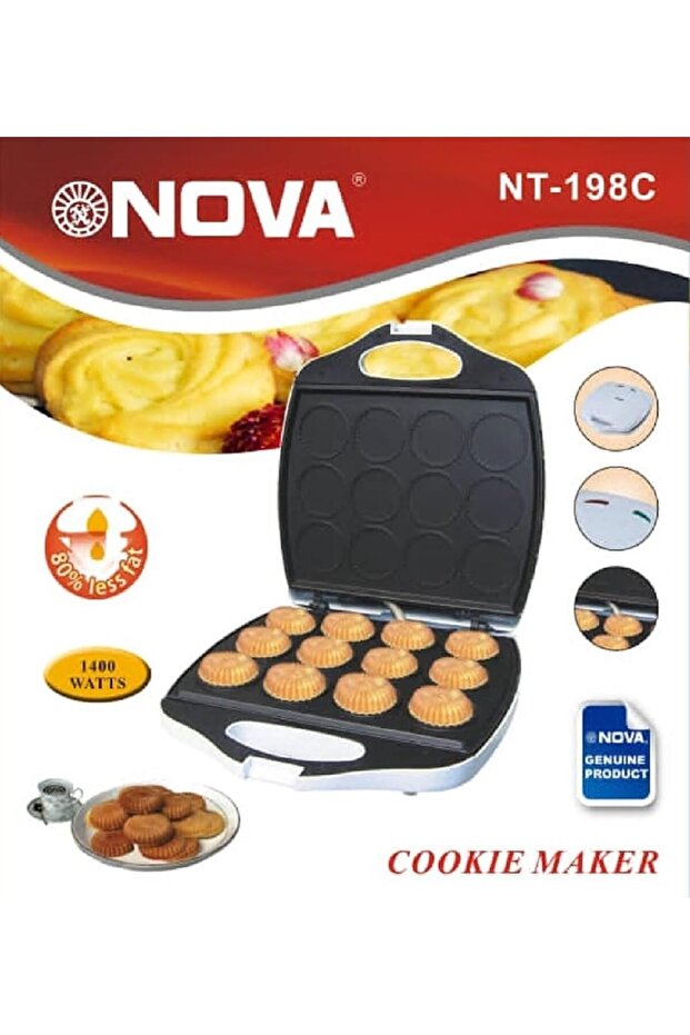 1400W 12-Piece Cookie Maker - Effortless Baking Bliss with Non-Stick Plates and Adjustable Temp - 6