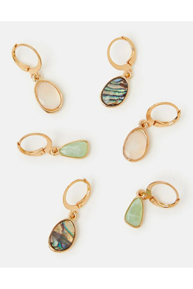 3 X MINI STONE HOOP DROPS Pastel Multi - 1