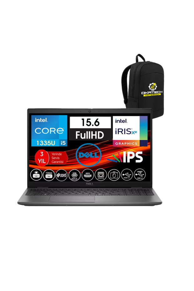 NB LATITUDE İNTEL I5-1335U 24 GB 512 SSD İNTEL İRİS X 15.6” W11PRO NOTEBOOK + OKATECH ÇANTA - 1