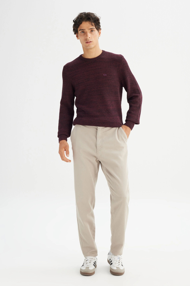 Pamuklu Regular Fit Bisiklet Yaka Logolu Kazak Erkek KAZAK L2520364 810 - 2