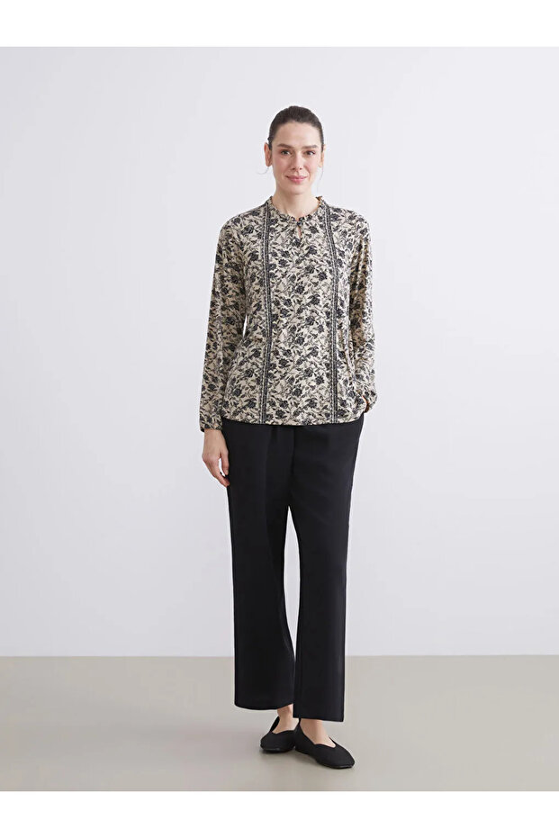 Bisiklet Yaka Çiçekli Bluz - 3