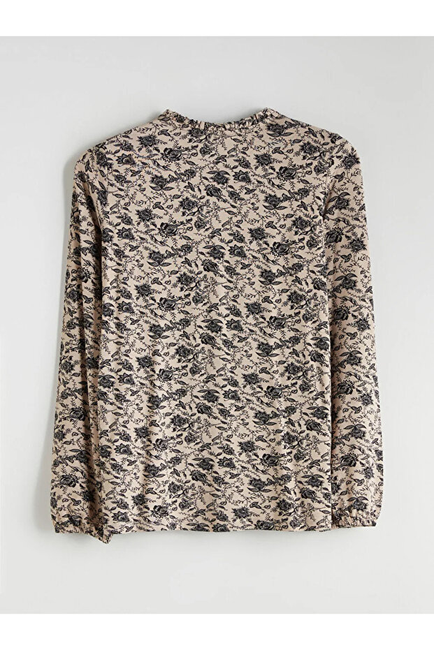 Bisiklet Yaka Çiçekli Bluz - 6