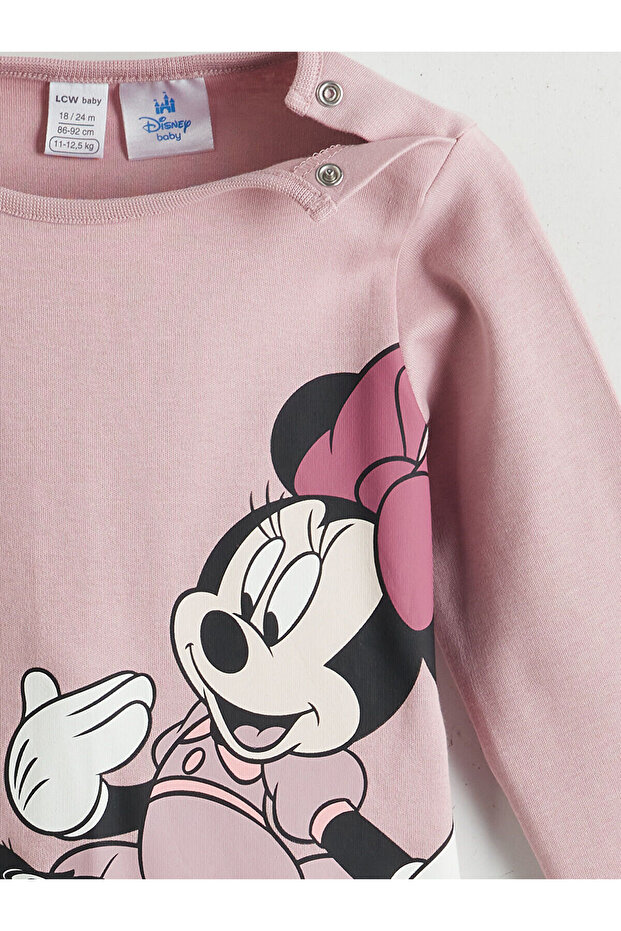 Minnie Mouse Baskılı Kız Bebek Tişört ve Tayt 2'li - 5