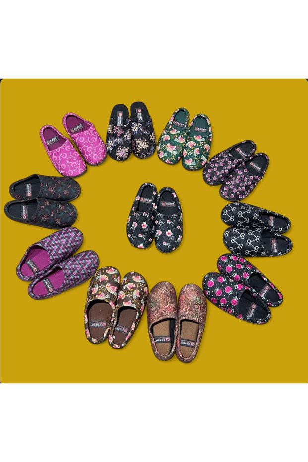 Women's Winter Carpet Slippers (Set of 3) Soft Eva Sole with Lining, Colorful Flower Pattern, Winter Warm