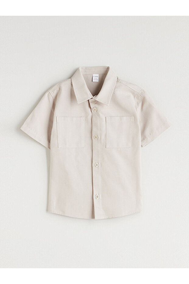 Gray Cotton Pocketed Boy's Shirt