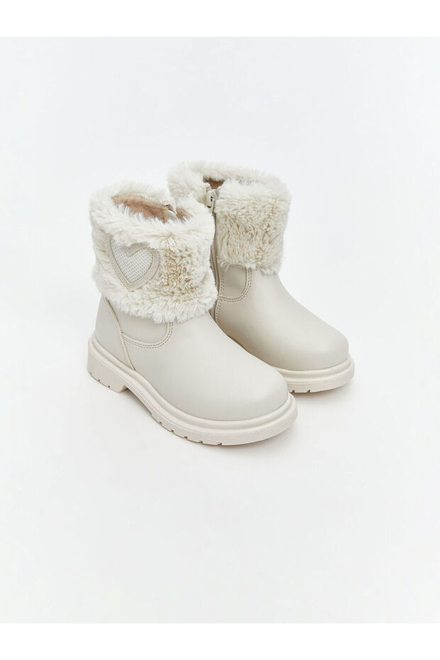 Lcw Steps Beige Leather-Look Baby Girl Boots