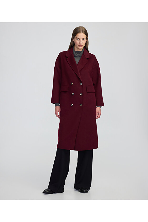 Buttoned Double-Breasted Coat - 1