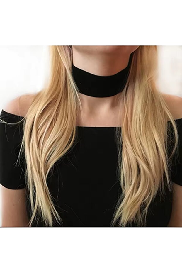 Kalın Kadife Choker Kolye 4 cm - 1