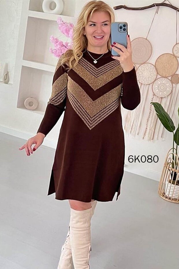 Simli Triko Elbise 6k080 - 1