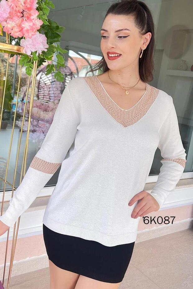 V-Neck Knitwear Blouse 6K087