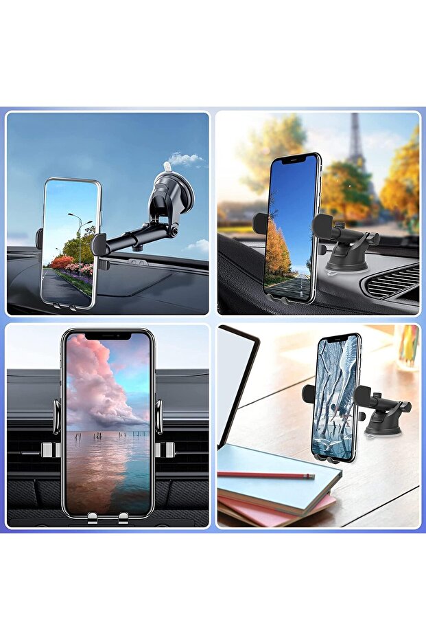 Cantell 360 Degree Rotatable Car Mount Phone Holders Stand Suction Cup For Windshield Dashboard
