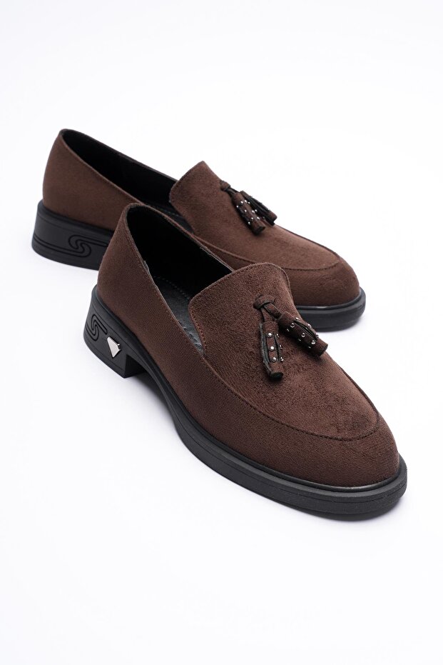 Women's Suede Loafer with Tassels Brown Riva