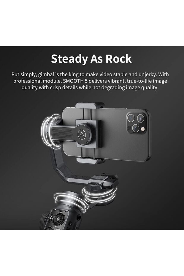 Smooth 5 Combo Gimbal Stabilizer for Smartphone, 3-Axis Portable Android and iPhone Gimbal St - 2