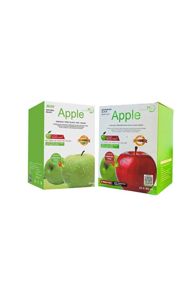 Apple Ammonia free Hair Colour Cream | Natural Black & Brownish Black | Combo Pack ( 1 Each)