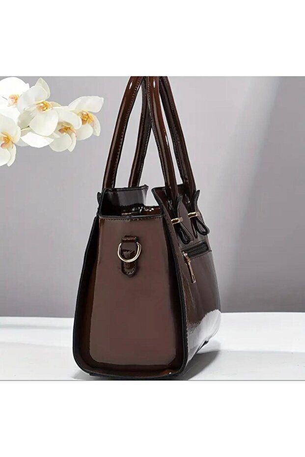 Set of Two Crocodile textured print Shiny Tote Bag and Wallet - 5