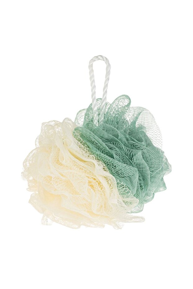 Ecru Mint Green Mesh Bath Sponge
