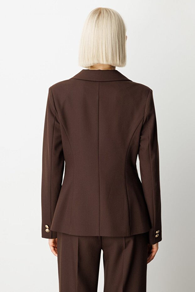 سترة مبطنة عند الأكتاف مع إكسسوارات أزرار - 4