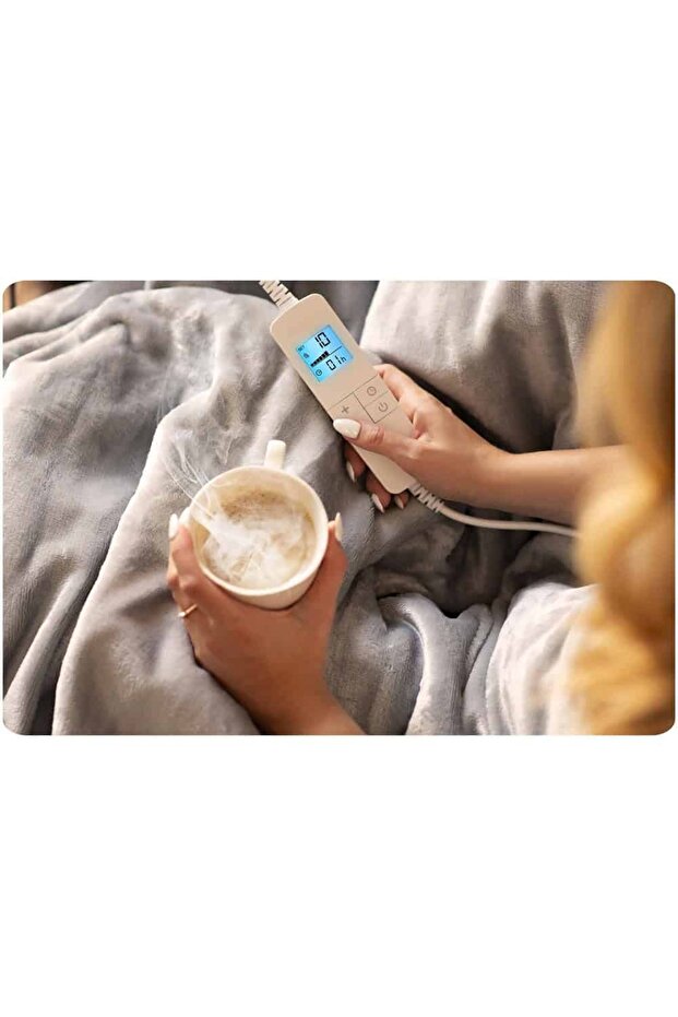 Electric blanket, 100% PE, thick, fluffy, controller with LCD display, 10 temperature control levels... - 7