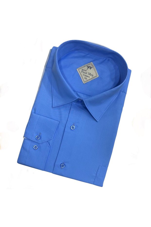 Classic Wide Cut Straight Long Sleeve Men's Shirt
