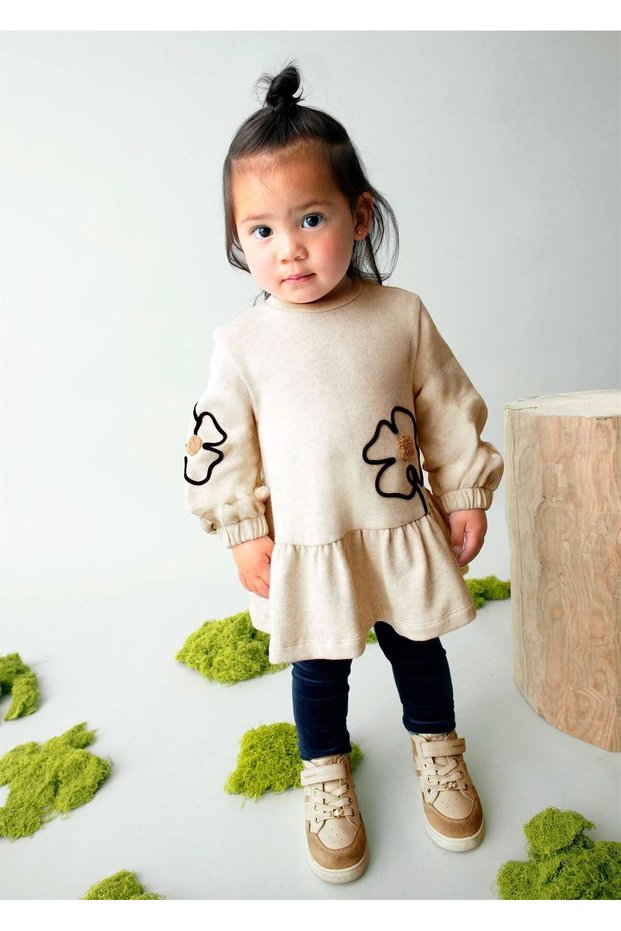 Baby Girl Floral Dress Cream 2917