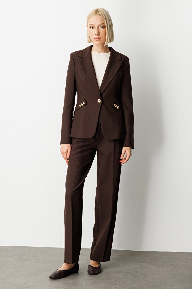 سترة مبطنة عند الأكتاف مع إكسسوارات أزرار - 3