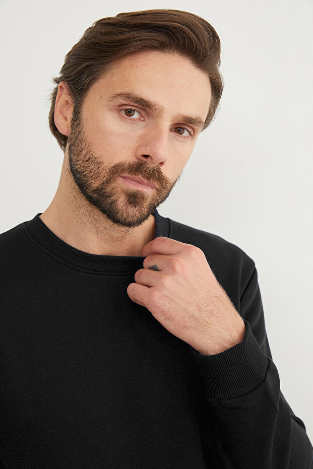 3 İplik Basic Bisiklet Yaka Sweatshirt - 4