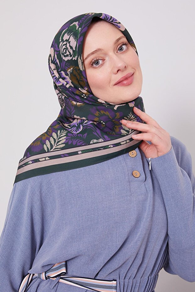 Emerald Rose Pattern Aura Scarf - 3