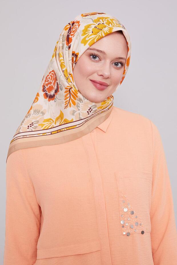 وشاح أورا بنمط الورد الكريمي - 2