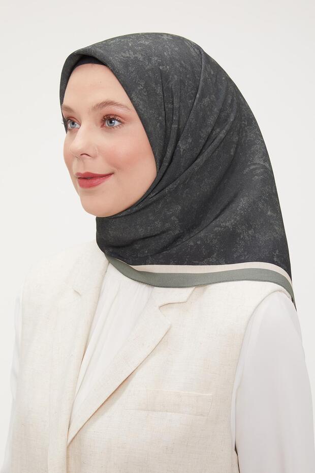 Yosun Yeşili Ebruli Aura Eşarp - 1