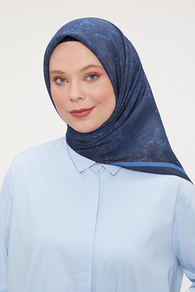 Lacivert Ebruli Aura Eşarp - 2
