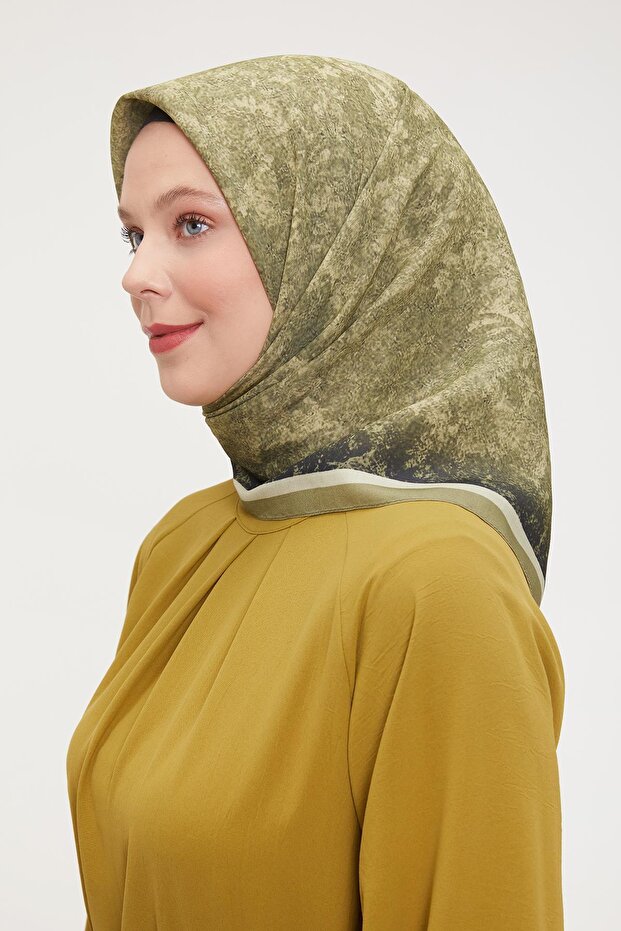 A.Yeşil Ebruli Aura Eşarp - 3
