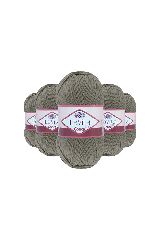 Gonca Hand Knitting Yarn 100% Acrylic 500Gr 5 Pcs (6002 Smoked Gray)