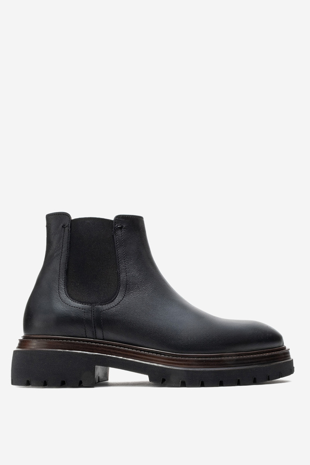 Men's Casual Chelsea Boots Genuine Leather Fr 541455 Black