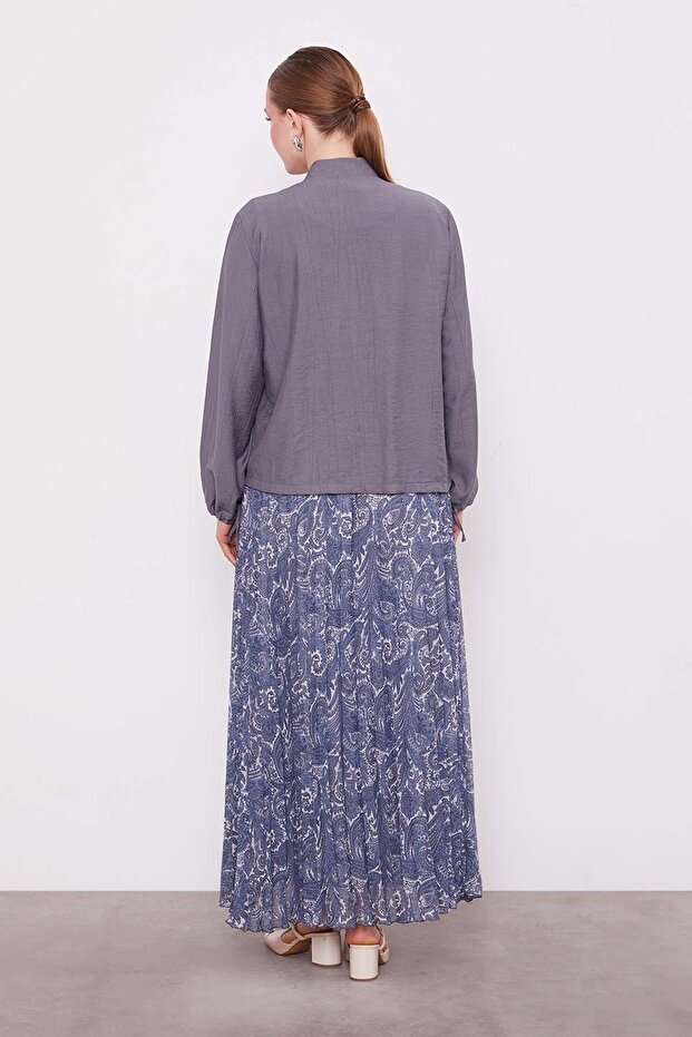 طقم تنورة بنمط عرقي من أنثراسايت - 6