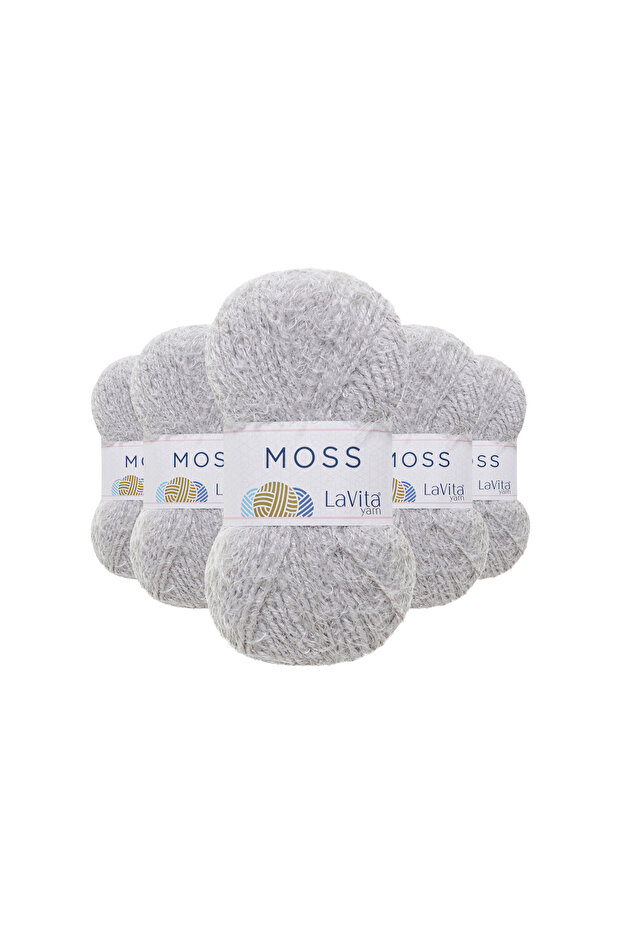 Moss Feather Hand Knitting Yarn 45% Polyamide 55% Premium Acrylic 500Gr 5 Pieces (4126 Lila)