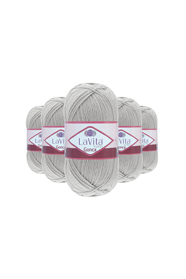 Gonca Hand Knitting Yarn 100% Acrylic 500Gr 5 Pcs (6013 A.Grey)