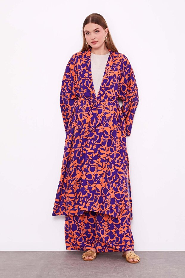 Orange Kimono Pants Set - 1