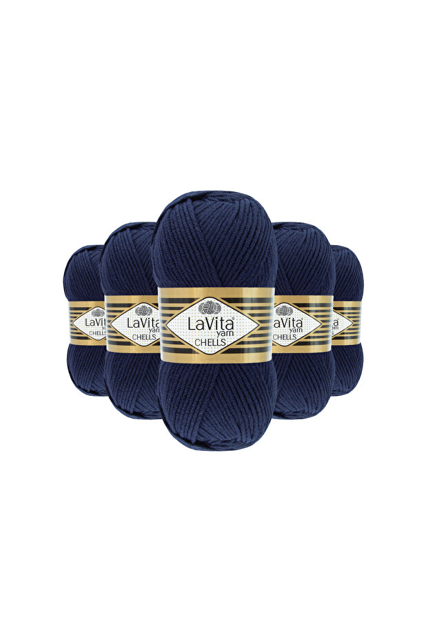 Chells Hand Knitting Yarn 100% Acrylic 500Gr 5 Pcs (9818 Dark Blue)