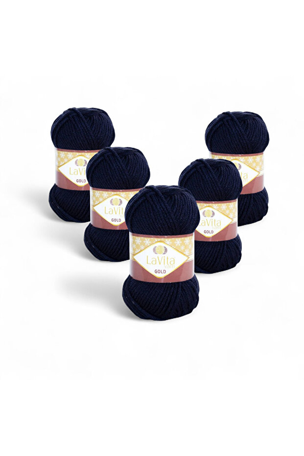Gold Hand Knitting Yarn 100% Acrylic 500Gr 5 Pieces (9779 Navy Blue)