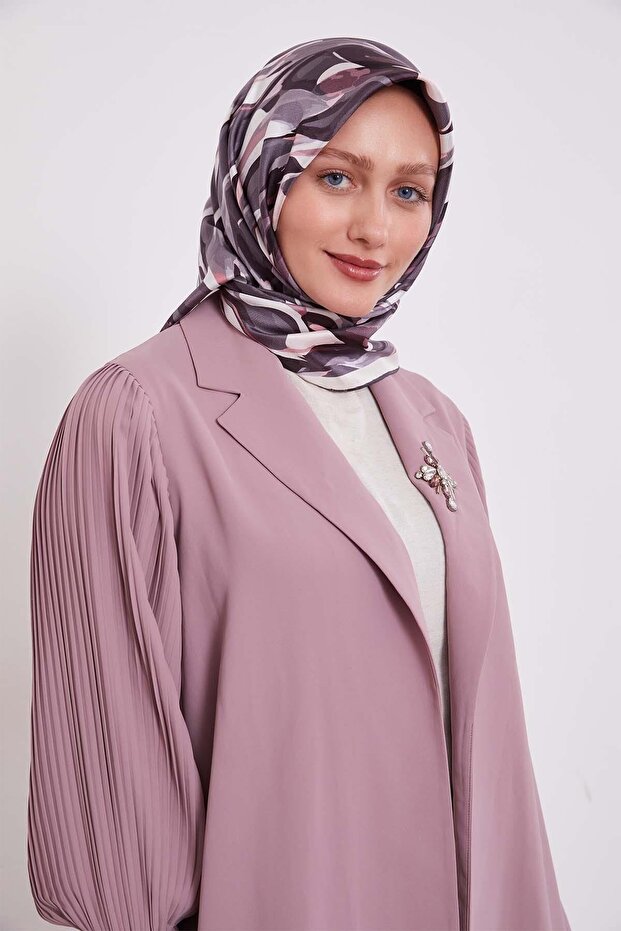 وشاح حريري منقوش بنمط إبرولي من K.Mor - 3