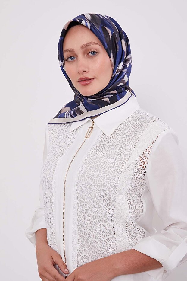 وشاح حريري بنمط إندجو إبرولي - 3