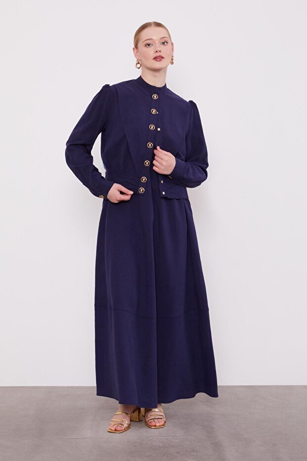 طقم سترة كوربا مبطنة باللون الأزرق الداكن - 3