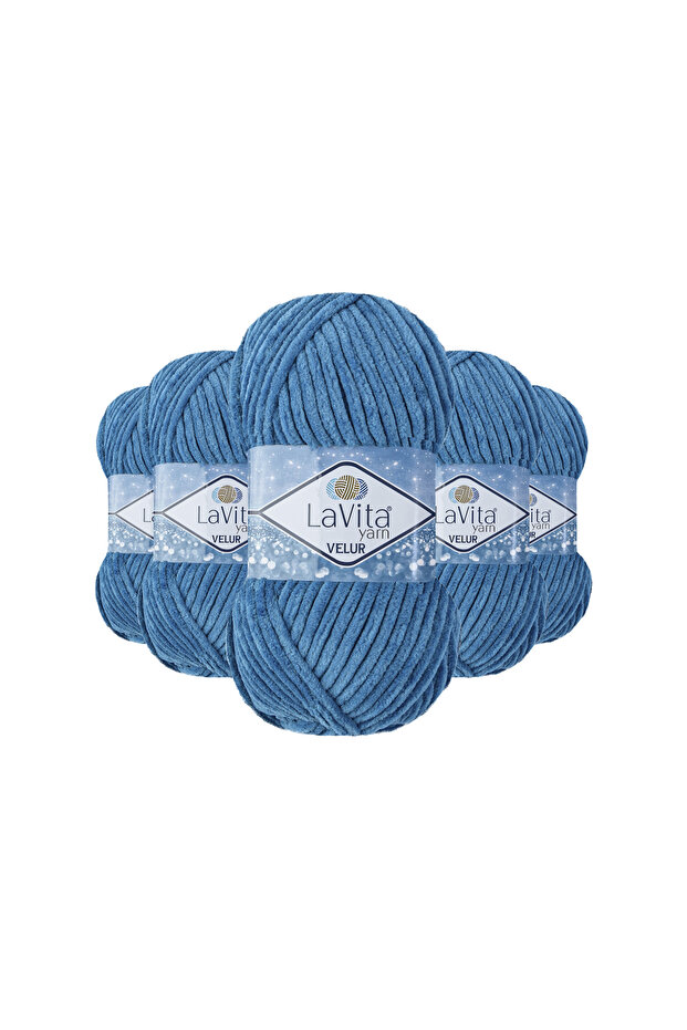 Velur Velvet Hand Knitting Yarn 100% Polyester 500Gr 5 Pcs (5056 Petrol)